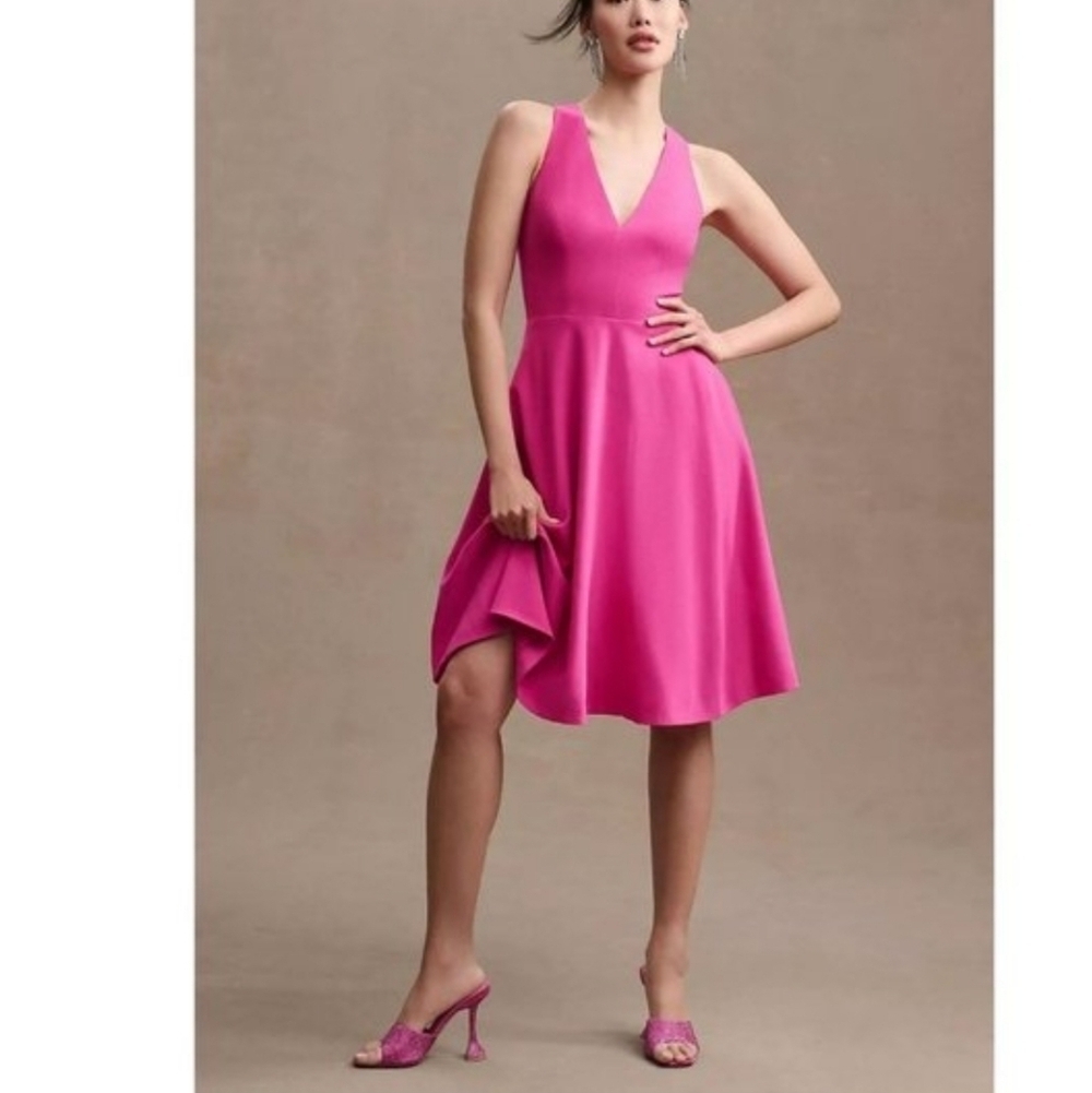 DRESS THE POPULATION-Catalina Fit & Flare Cocktail Dress Bright Fuchsia-Size Med